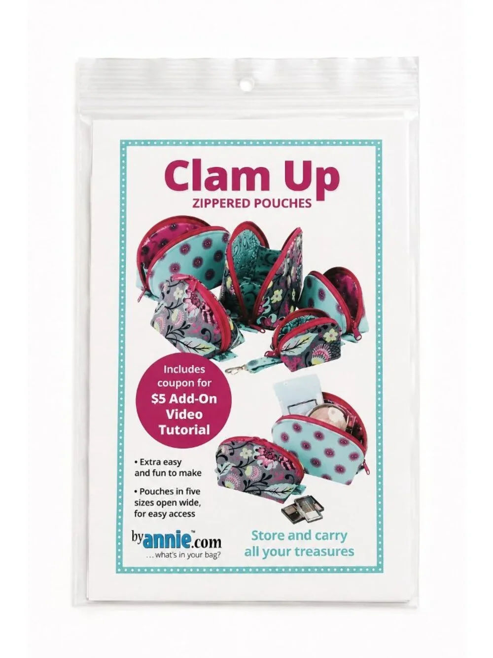 ByAnnie Clam Up Zippered Pouches Sewing Pattern | Modern Quilting Organizer Bags